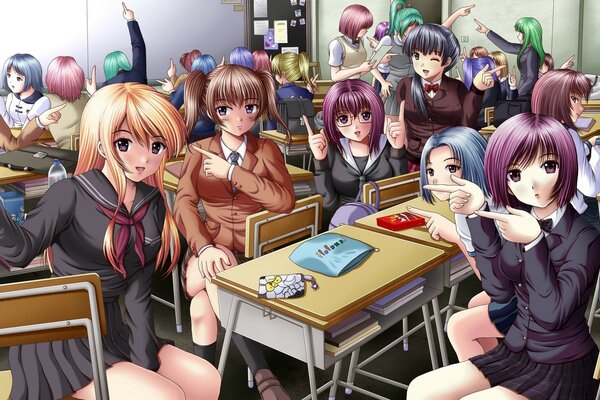 School class. Friendly company