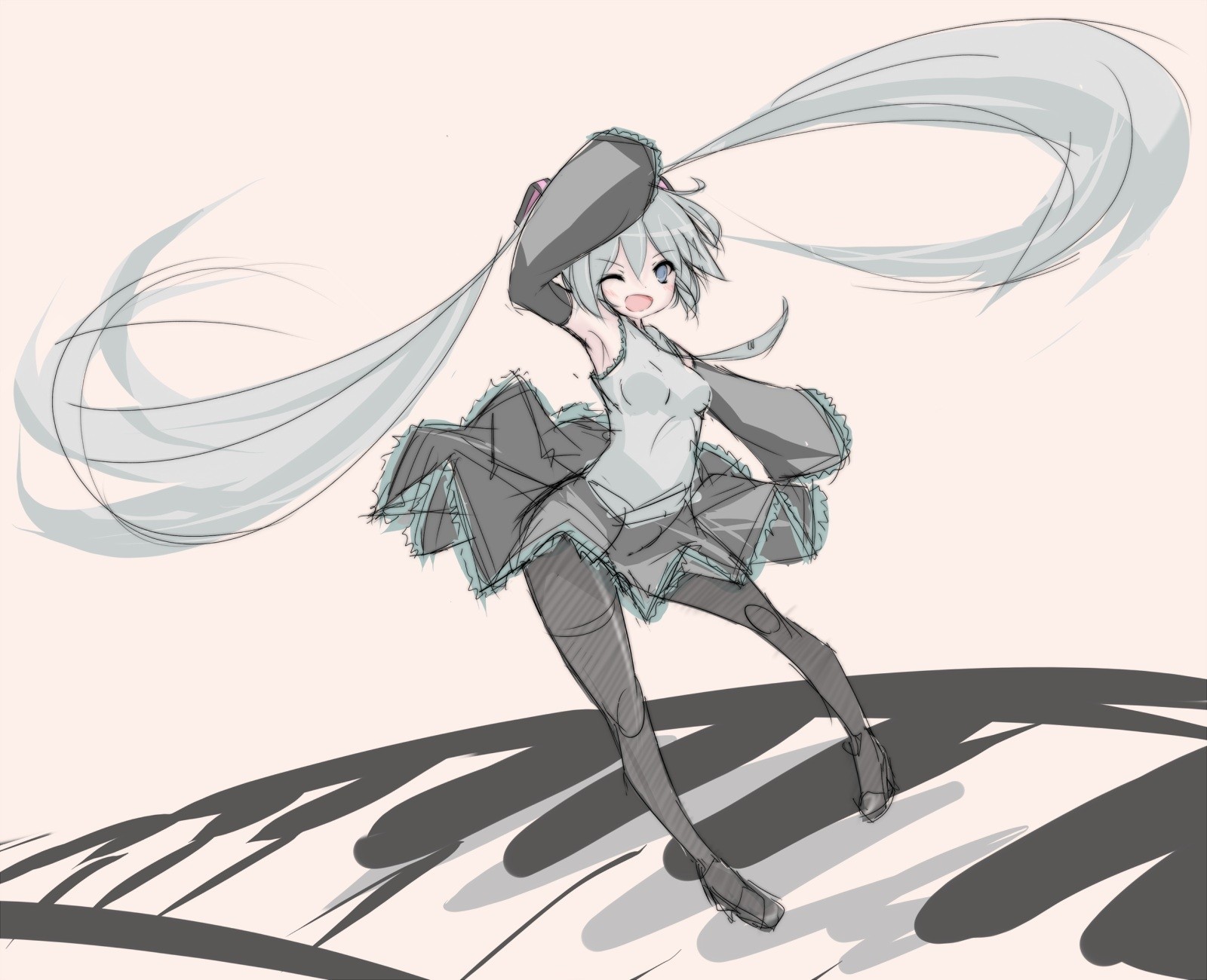 rajstopy twintails fortepian wink hatsune miku