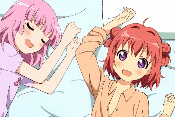 Anime pareja durmiendo en la cama juntos