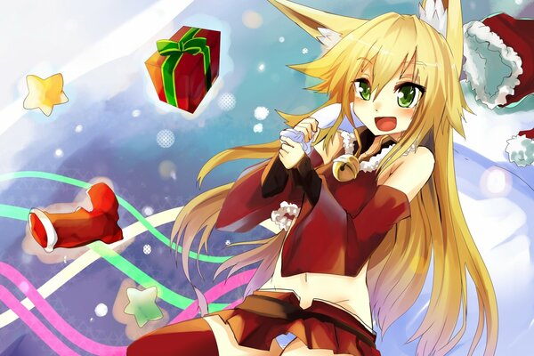 Anime girl in a fox costume