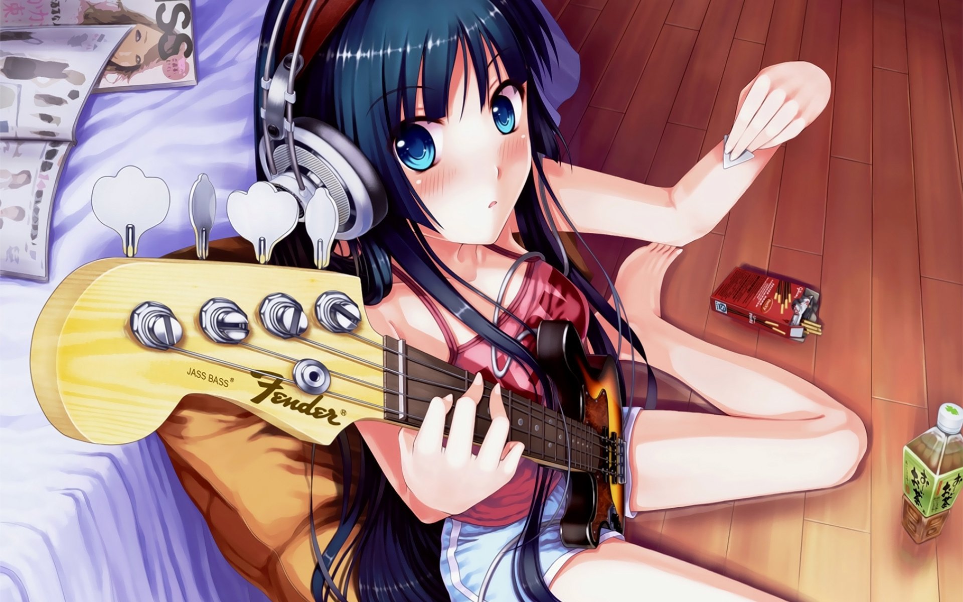 girl music guitar headphones eyes drawings girls-a face-a eyes-a music-a