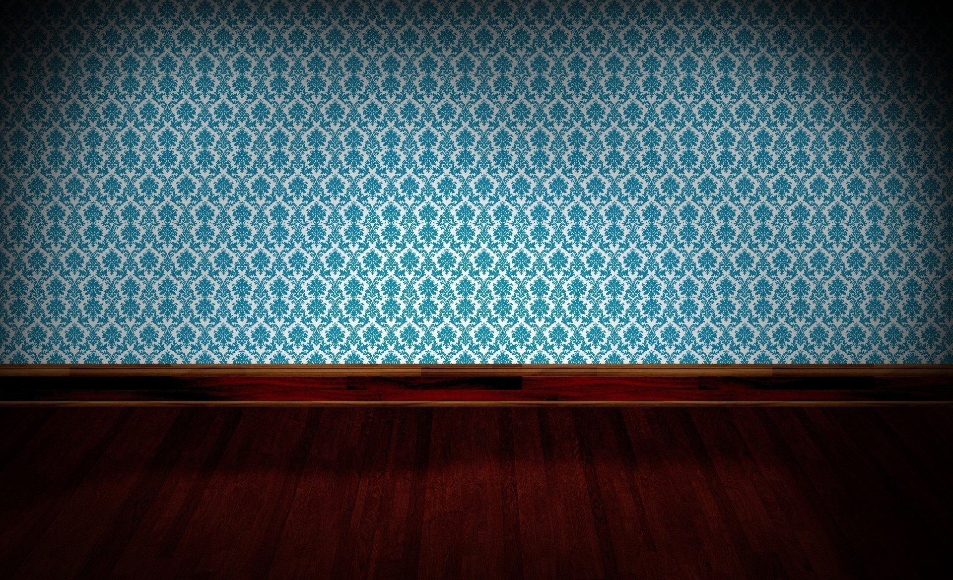 blue pattern wallpaper flooring