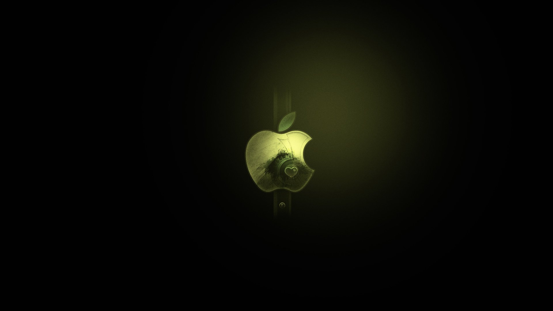 mac mela logo minimalismo nero sfondo verde