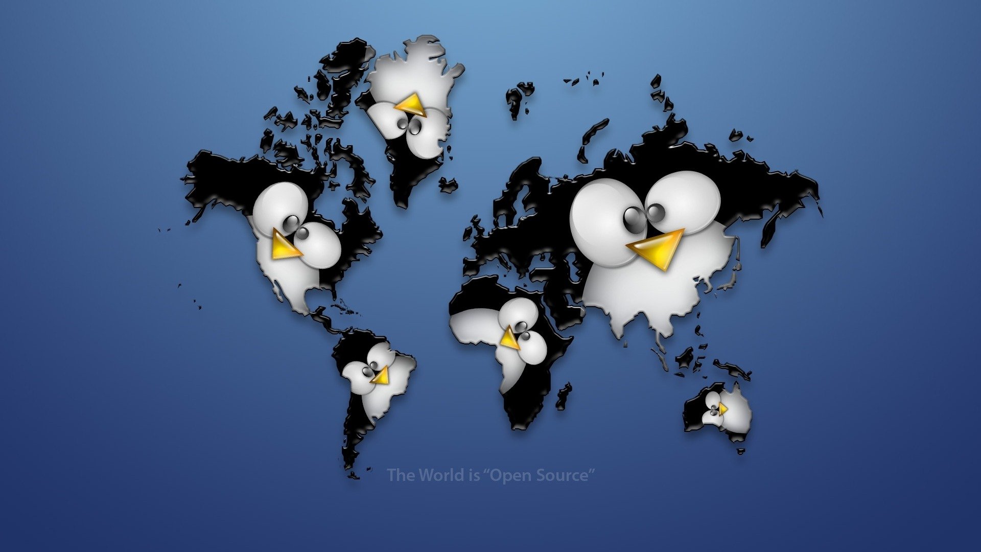 carte du monde continents linux pingouin