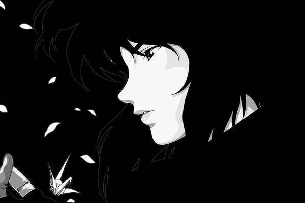 Czarno - biały portret dziewczyny w profilu