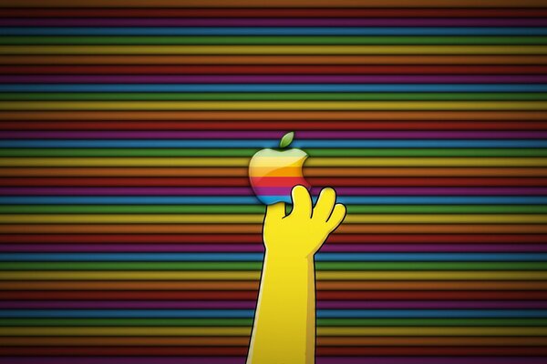 The Apple logo and the hand reaching for it