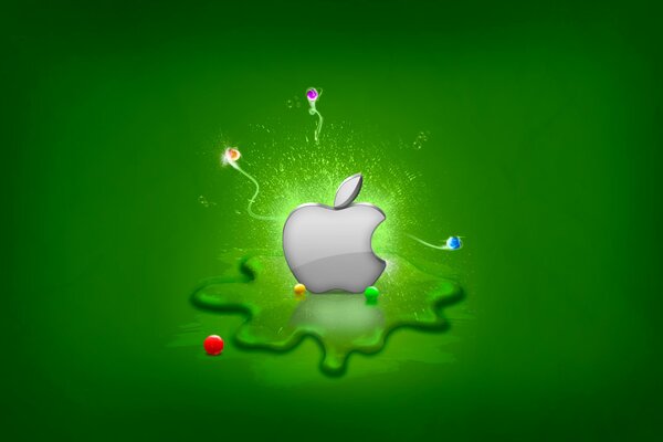 Green screensaver grey apple