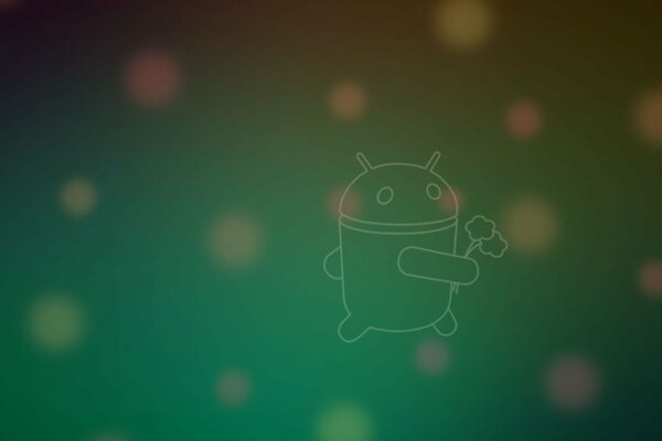 Funny Android logo on a green background