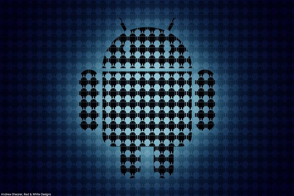 Android-Figur auf blauem Hintergrund