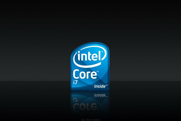 Label Intel Core ai 7, blue on a black background