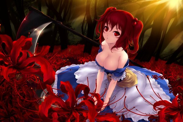 Anime art girl en rouge