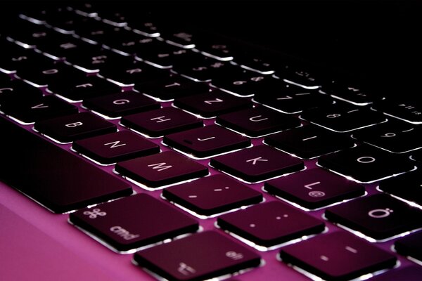 Black keyboard with pink letters