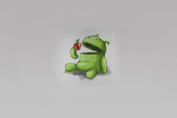 Dibujo del logotipo de android que se come una manzana