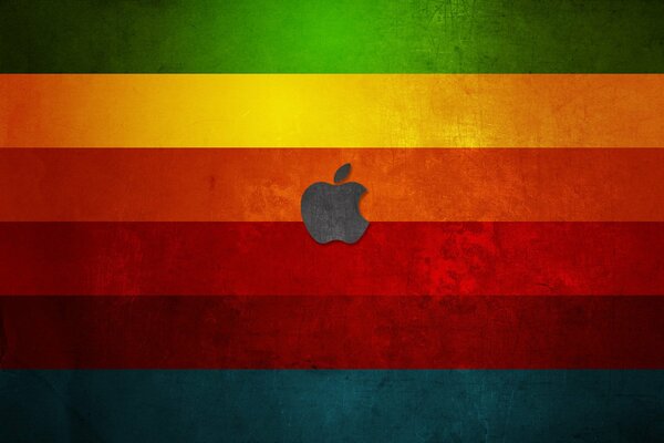 Apple logo on a rainbow in the form of a flag
