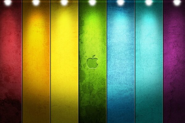 Multicolored stripes with the Apple logo