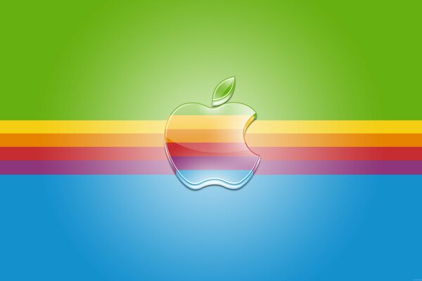 Logo Apple su sfondo arcobaleno focus bianco