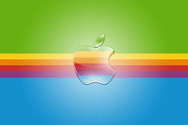 Лого яблока на фоне радугифорд фокус белого цвета