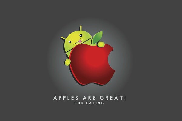 Apple logo with a humorous inscription: apple is good when it is eaten