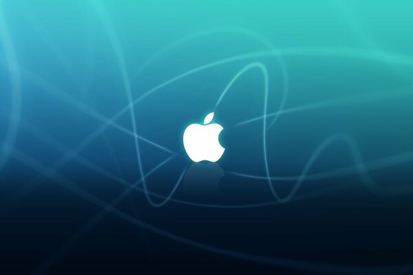 Weißer Apfel Apple Zeichen auf einem Hintergrund von welligen Linien