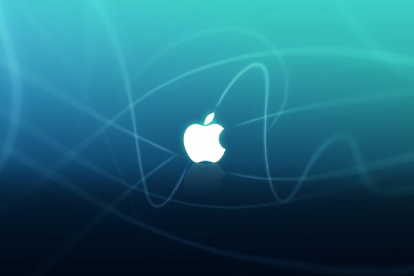 The apple sign is a white apple on a background of wavy lines