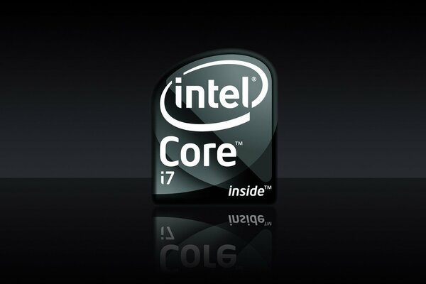 Etikett Intel Kore ai 7 monochrom auf schwarzem Hintergrund