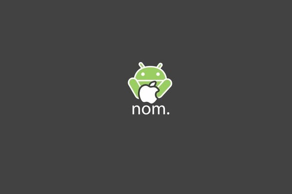 Logos of Android and iPhone on a gray background