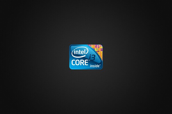 Drei-Kern-Intel-Logo auf schwarzem Hintergrund