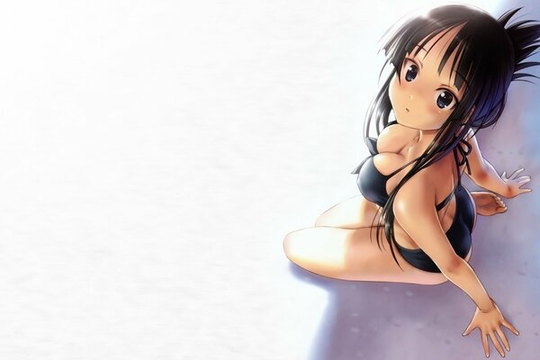 Anime art girl in a swimsuit