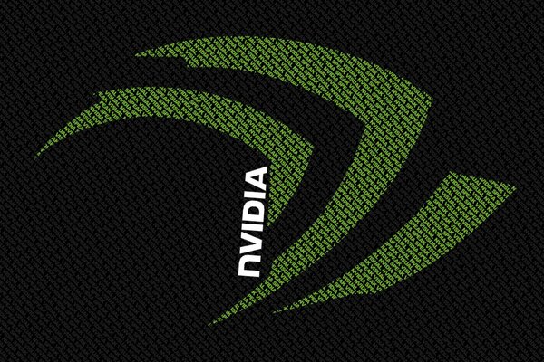 Nvidia logo, three green stripes on a black background