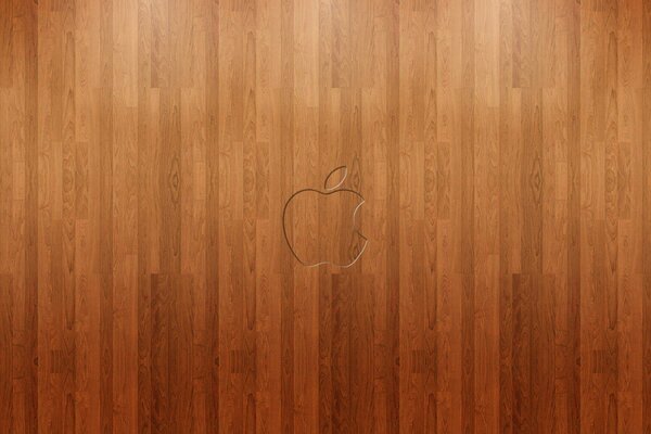 Iphone logo carved on parquet