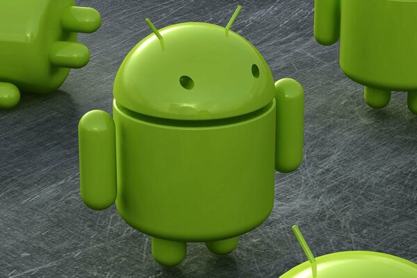 Android Modello 3D Logo su sfondo grigio immagine standard