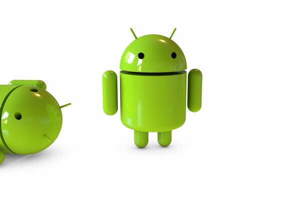 Two green android robots