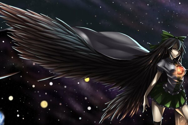 Black Angel in stardust