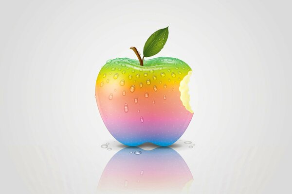 Immagine grafica di una mela color arcobaleno sotto forma di Un etichetta Apple