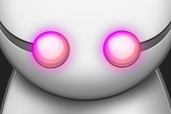 White robot with pink eyes