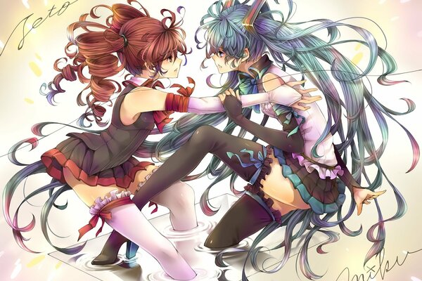 Conflicto de chicas anime (colorido)