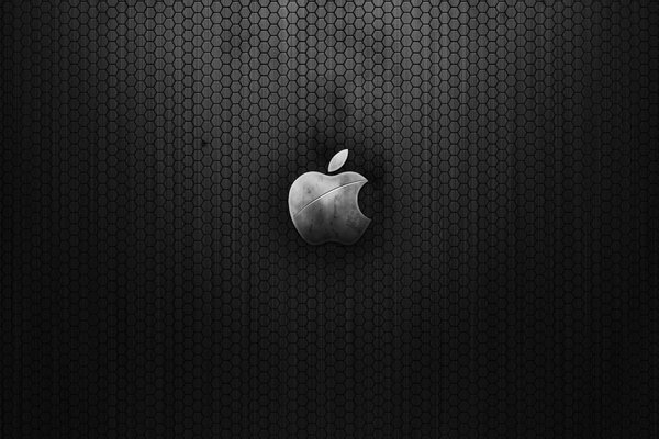 Apple sign on a black background in the form of honeycombs