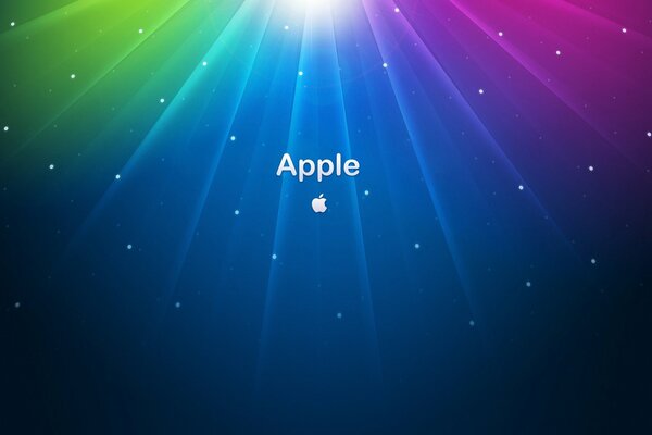 Логотип Apple на ярком фоне с разными спектрами цветов