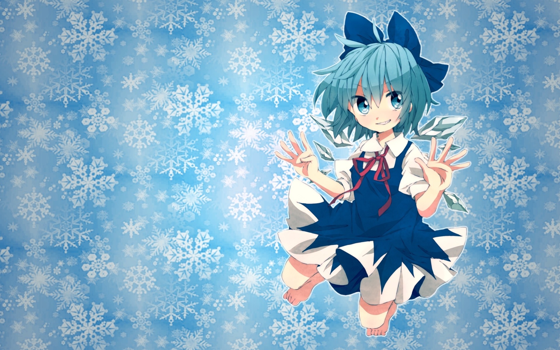 blue eyes short hair wings snow barefoot torment dress blue hair