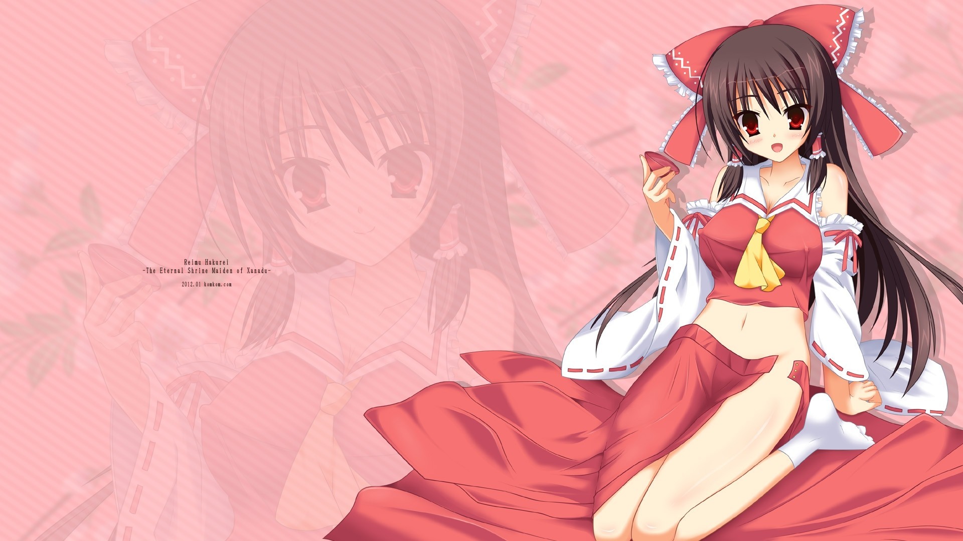 long hair torment red eyes japanese clothes socks navel brown hair