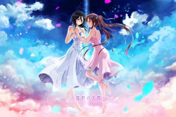 Dos chicas en vestidos de aire de anime