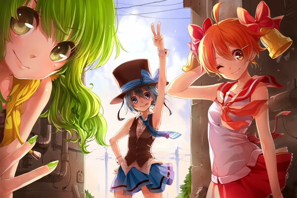 Tres divertidas chicas de anime