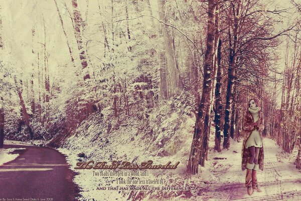 Chica con botas de pie en el bosque