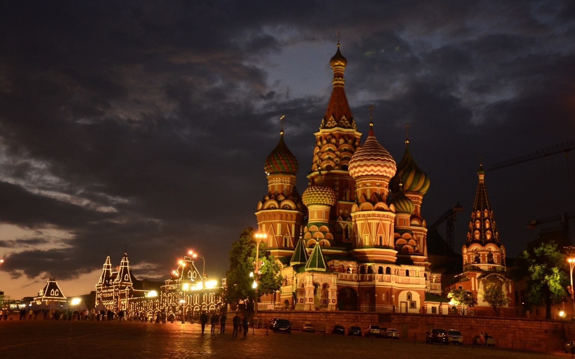 rusia templo catedral plaza roja moscú catedral de san basilio ciudad nocturna