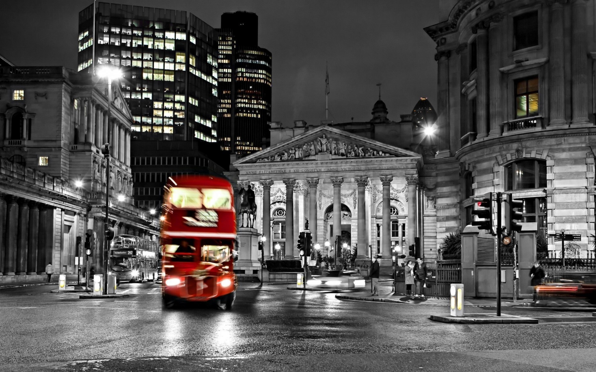 londres noir et blanc rouge bus