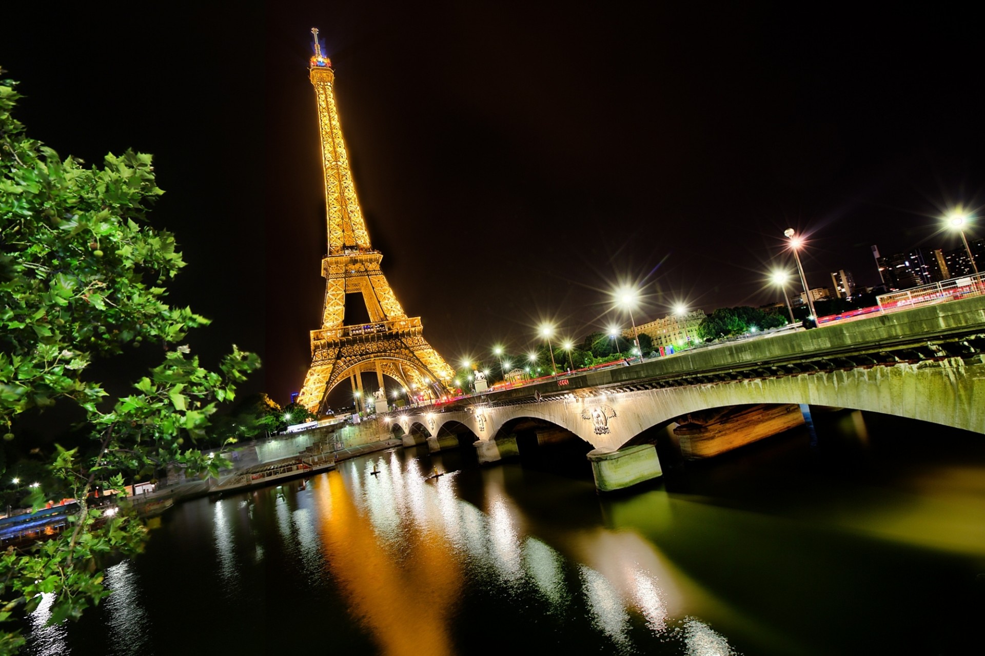 nacht fluss seine frankreich eiffelturm brücke paris qatar airways la tour eiffel stadt licht