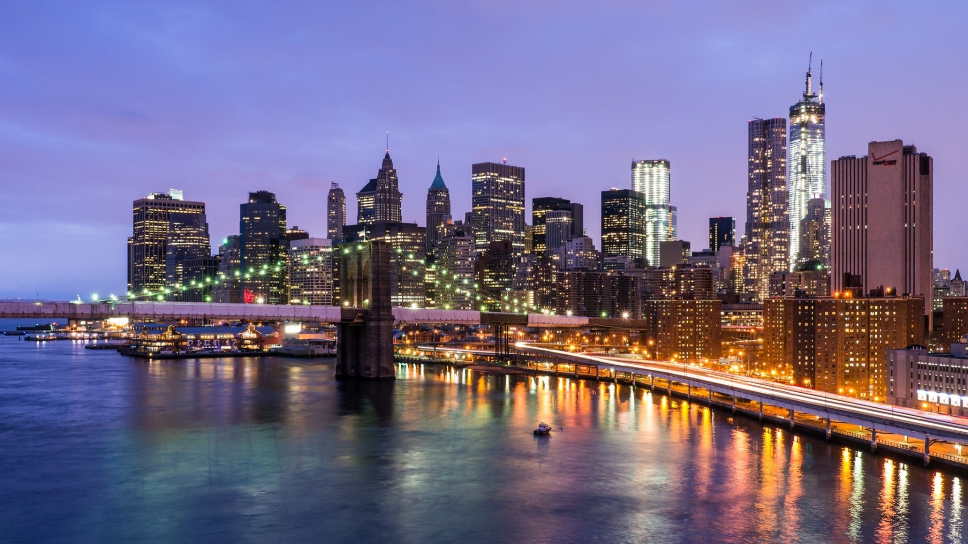 east river brooklyn manhattan río nueva york estados unidos puente rascacielos luces ciudad noche carretera puente de brooklyn luz