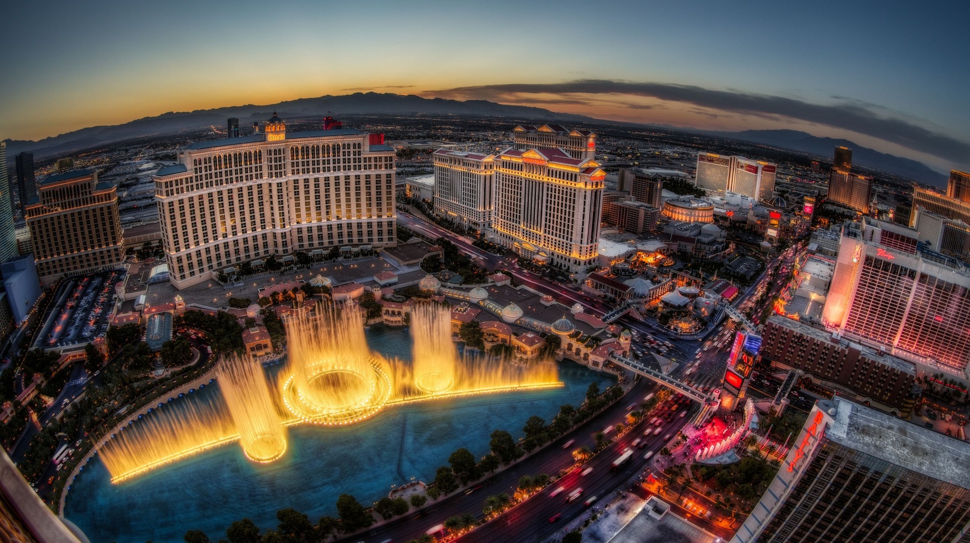 panorama las vegas fountain bellagio hotel