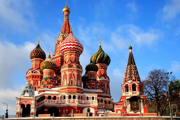 Beautiful temple with domes in Moscow