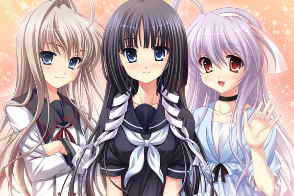 Tagme character, three girls with long hair